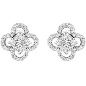 0.25 CT. T.W. I-I1 White Gold Diamond Clover Flower Stud Earrings