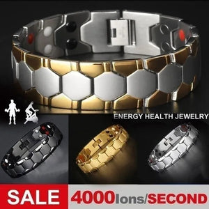 Hot sale! 2020 New Black Mens Energy Bracelet 4000 Gauss Titanium Magnetic Health 4 In 1 Bracelet Bio Therapy Fashion Stainless Steel Bracelet Pulsera De Energía
