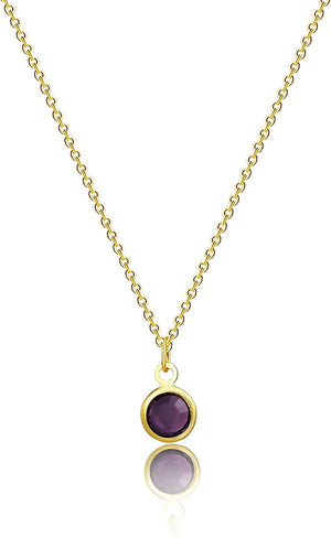 18K Gold Plated Dainty Birthstone Pendant Necklace Personalized Minimalist Simulated Diamond Cubic Zirconia Birthstone Charm Everyday Necklaces Simple Birthday Gift Daily Jewelry for Women