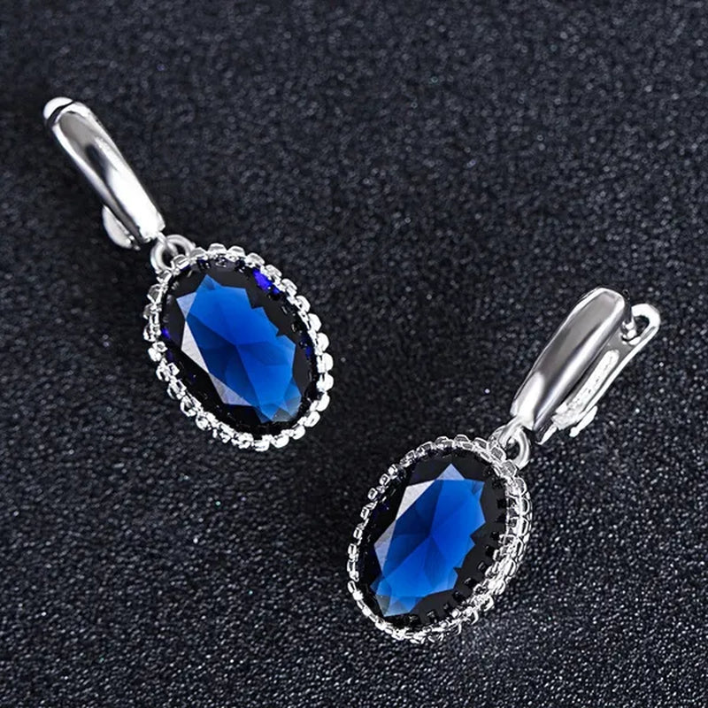 Luxury Earrings Attractive Silver Huge Purple Amethyst Engagement Wedding Earrings