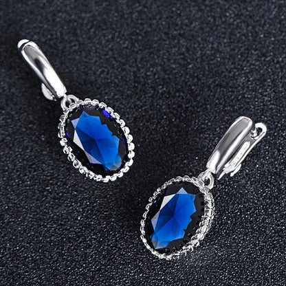 Luxury Earrings Attractive Silver Huge Purple Amethyst Engagement Wedding Earrings