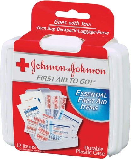 Johnson & Johnson First Aid to Go Portable Mini Travel Kit, 12 Pieces
