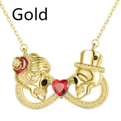 Exquisite and Creative Women's Infinite Necklace Diamond Necklace Skull Necklace Couple Necklace Ruby Pendant Skull Jewelry Accessories Fashion Women's Valentine's Day Anniversary Gift