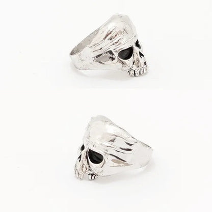 4 Pcs Silver Plated Gothic Rings | Sterling Silver Skull Rings | Grim Reaper Rings | Spider Rings for Men | Biker Rings