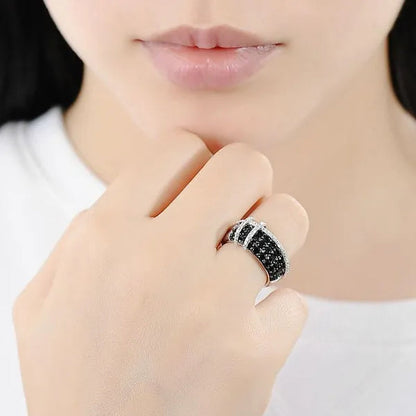 Fashion Women Creative Cross Cross Zircon Ring Black and White Bicolor Zircon Ring Engagement Rings for Women Princess Jewelry Lovely Girl Birthday Party Anniversary Gift Size: 5-11