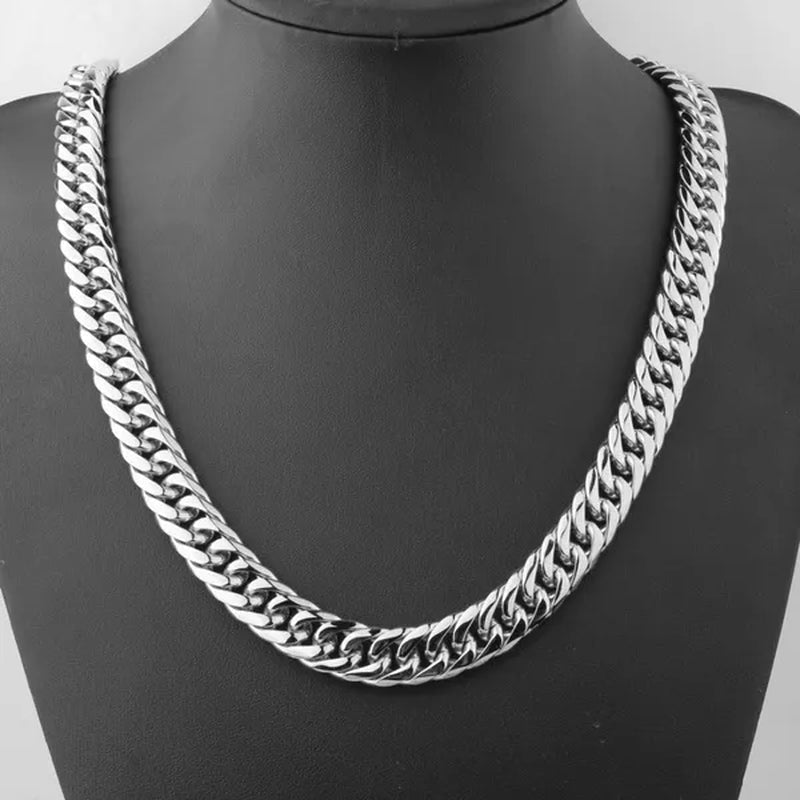 16/19/21Mm Heavy Stainless Steel Bracelet or Necklace Silver Cuban Curb Chain Bracelet Bangle 7"-11" Necklace 16"-24"
