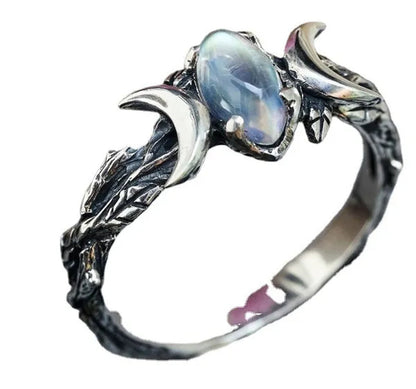 2 Style 1pcs US European Vintage Women Fashion Simple Vintage Bohemian Jewelry Vintage  Moonstone Zircon Moon Ring Ladies Engagement Wedding Ring Anniversary Party Ring Christmas Gift Jewelry Ring Size US4-12