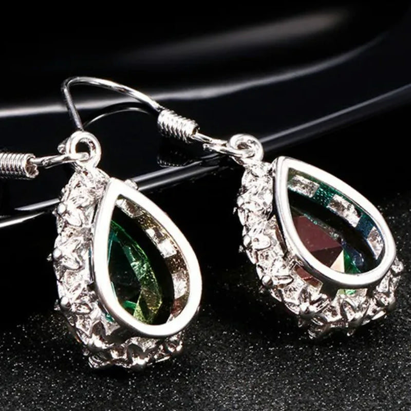 925 Sterling Silver 10 * 14 Mystic Rainbow Topaz Gemstone Hook Earrings