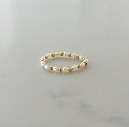 Gold Fill Cultured Freshwater Pearl Eternity Ring Also in Sterling Silver
