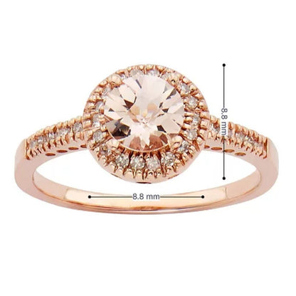 Morganite and 0.13 CT. T.W. Diamond Fashion Ring in 14K Rose Gold