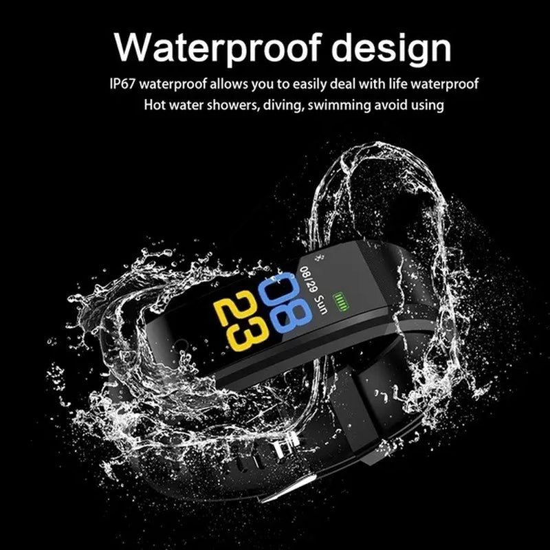 Color Screen Smart Bracelet Watch 115 Plus Blood Pressure Monitoring Heart Rate Monitoring Smart Wristband