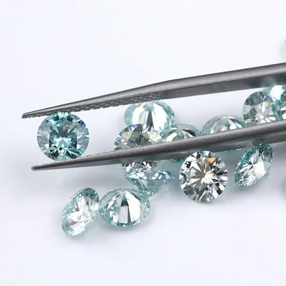 Excellent Moissanite with Certificate Brilliant Loose Moissanite Blue Green Color round Cut Diamond 6.5 MM 1CT