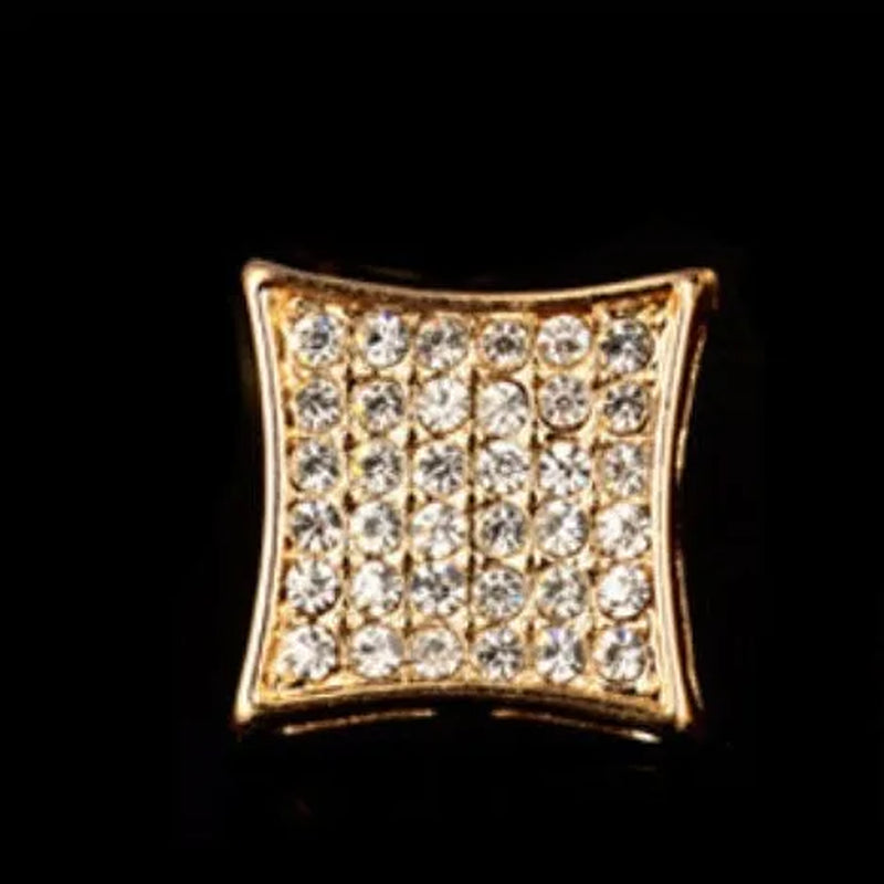 WKLP2014 36 Diamonds Kite Shape Unisex 'S Hip Hop Iced Stud Earrings Silver and Gold Square Earring