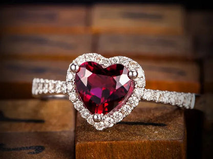 Jewelry  Silver Gem Ruby Wedding Bride Birthstone Engagement Ring Gift