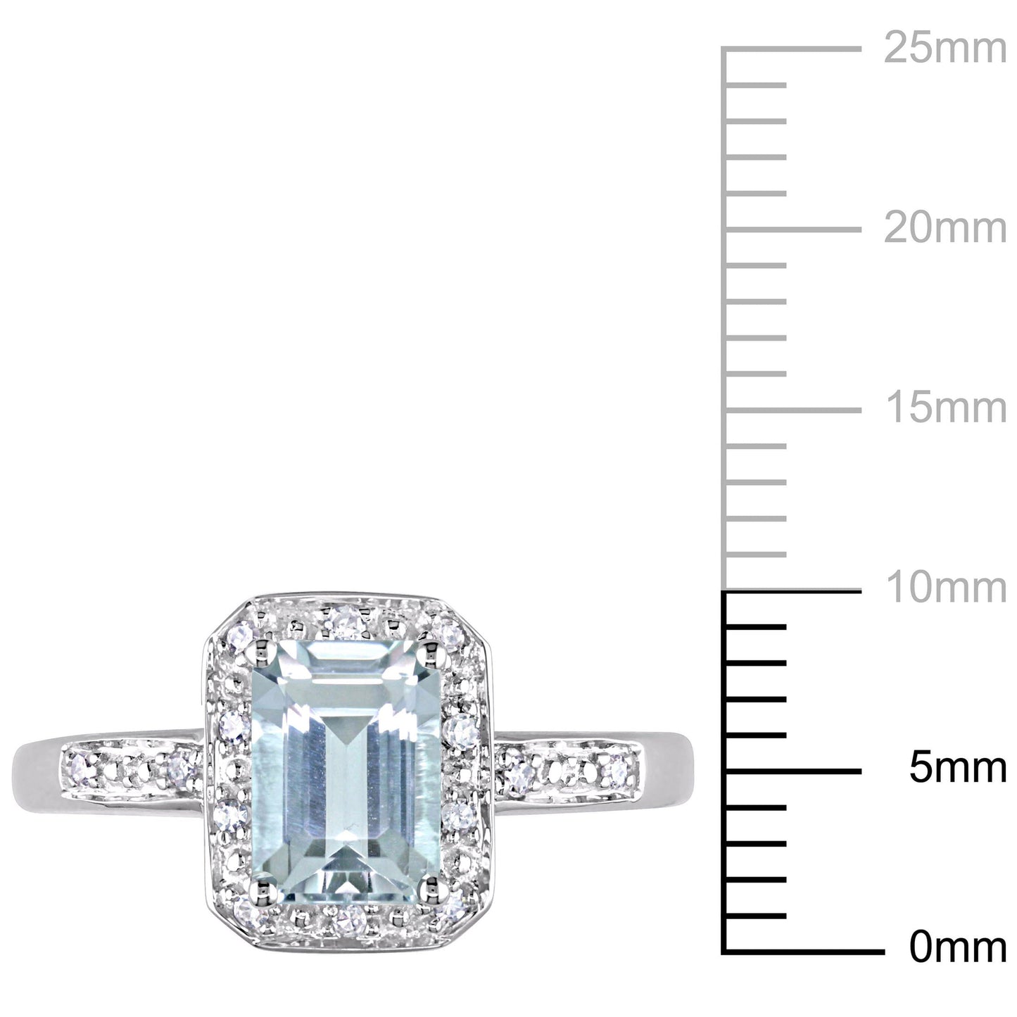 Women'S 1CT T.G.W. Emerald-Cut Aquamarine Diamond Accent 10Kt White Gold Vintage Halo Ring