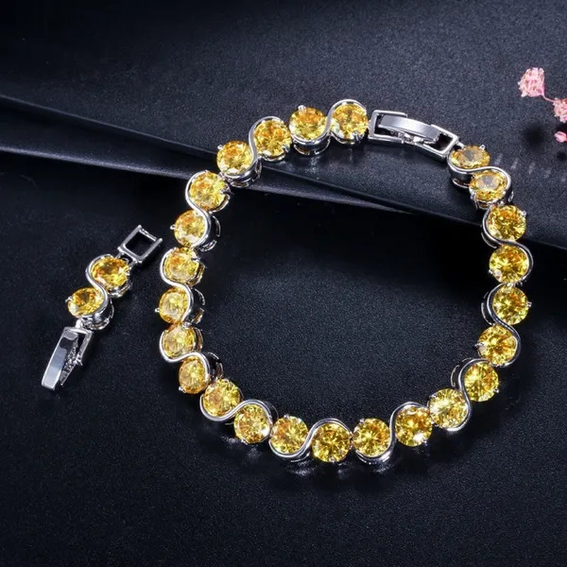 CANDICE White Gold Plated Natural Purple Crystal Bracelets Bangles For Femme Romantic Gift 18CM