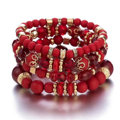 Ethnic style multi-layered bracelet crystal beaded ladies hand jewelry