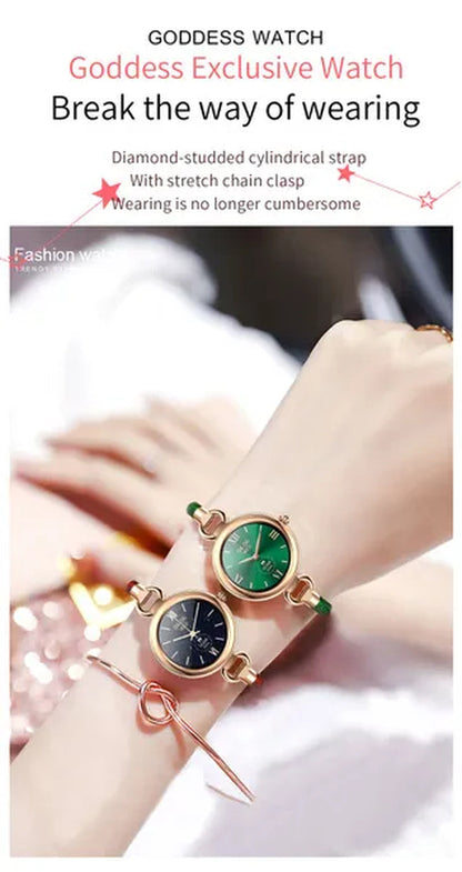 Women Lovely Diamond Bracelet Smart Watch Full Touch Screen Sports Fitness Tracker IP67 Waterproof Women's Smartwatch for Android IOS