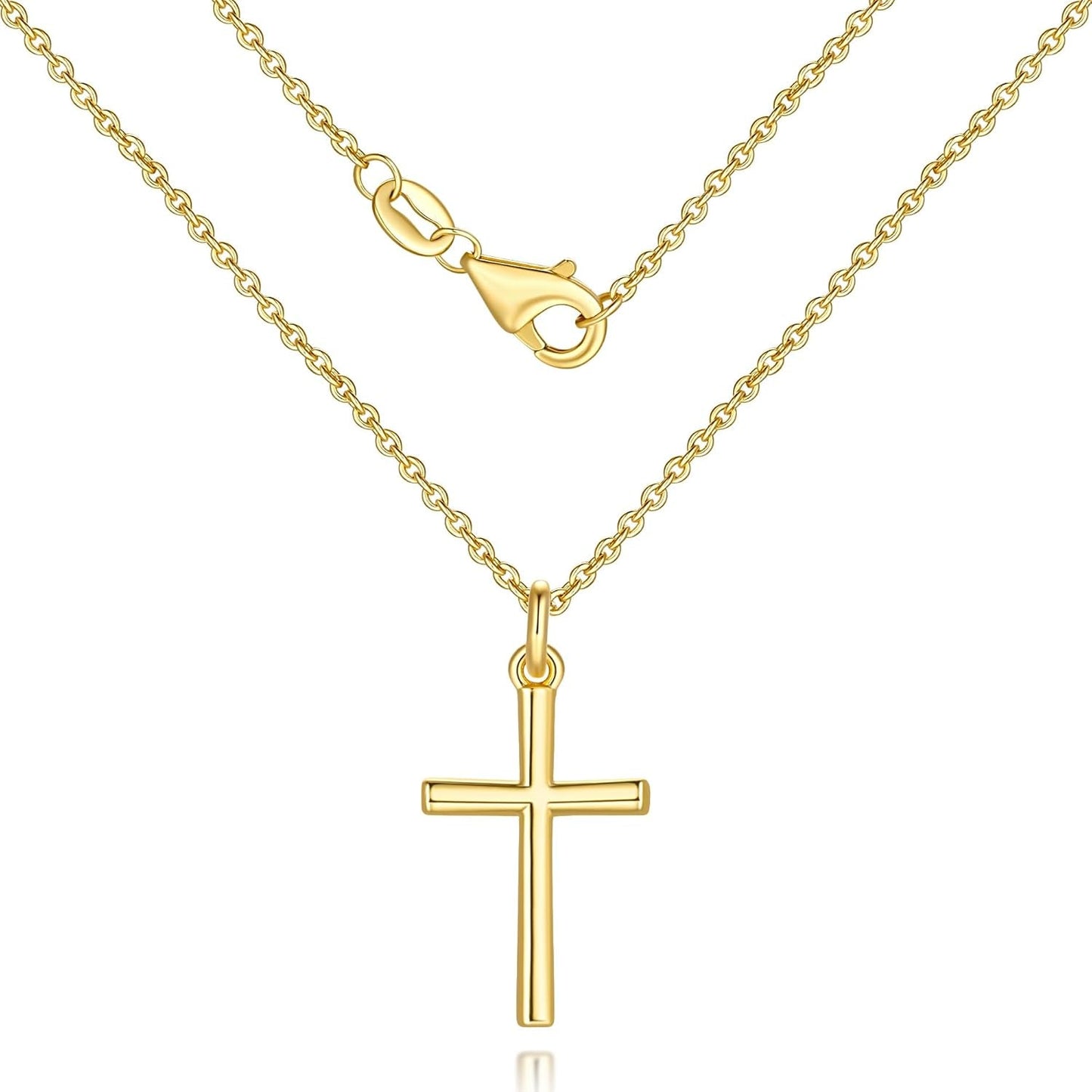 Gold Cross Necklaces for Women 14K Gold Cross Necklace for Women Crosses Pendant Necklace for Womens Smooth Lines and Timeless Charm Small Crosses Chain for Womens