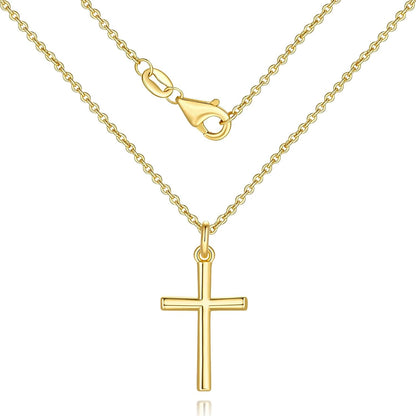 Gold Cross Necklaces for Women 14K Gold Cross Necklace for Women Crosses Pendant Necklace for Womens Smooth Lines and Timeless Charm Small Crosses Chain for Womens