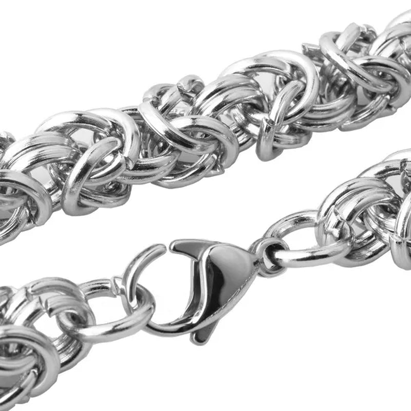 6/8/11mm Men's Jewelry Trendy Silver Stainless Steel Byzantine Chain Necklace Link Chain Necklace 16"-40" Bracelet 7"-11"