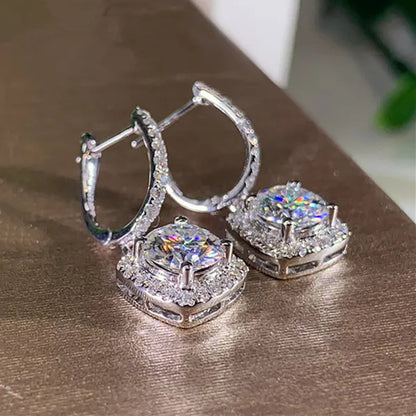 Luxury Elegant Exquisite Rose Gold Diamond Dangle Drop Earrings for Women Engagement Bridal Wedding Earrings Party Jewelry