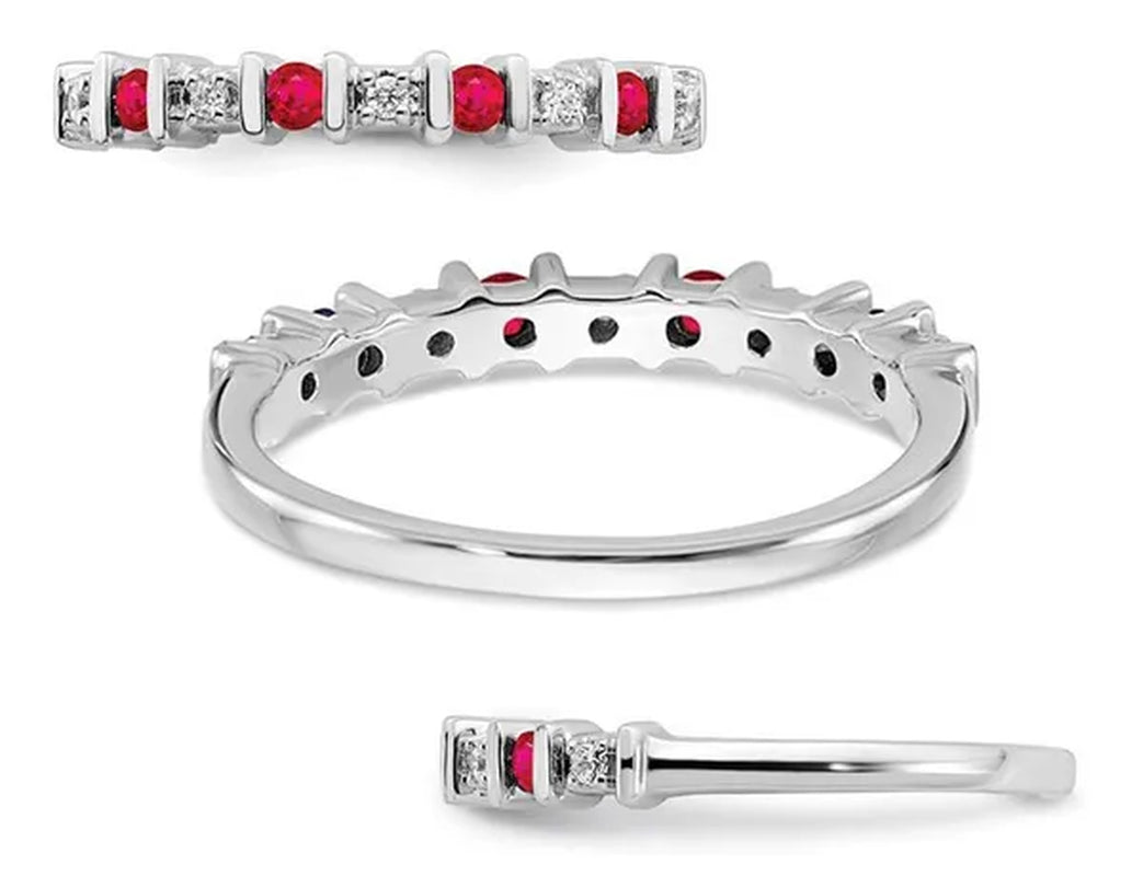 1/5 Carat (Ctw) Natural Ruby Ring in 14K White Gold with Diamonds