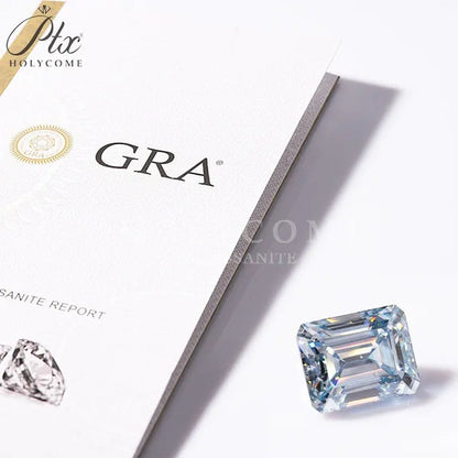 HOLYCOME Best Loose Gemstones Moissanite Diamond Excellent Crushed Ice Cushion Asscher Cut Dark Vivid Blue Color Stone for Jewelry Diamond Ring