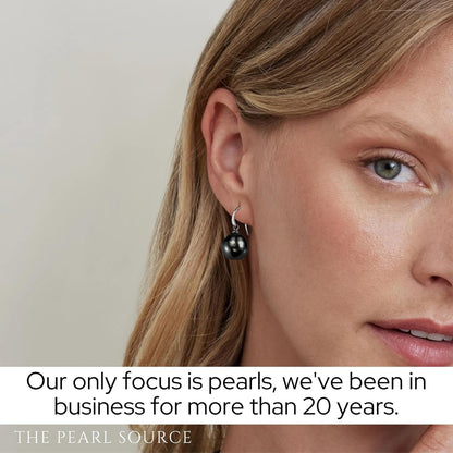 Genuine Baroque Black Tahitian South Sea Cultured Pearl Rosalind Earrings for Women