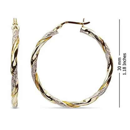 Women Fashion Hoop Earrings Spiral Circle Earrings Simple Big Circle Gold Loop Earrings