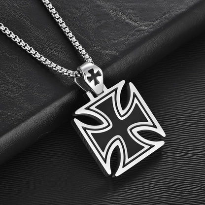 Stainless Steel Templar Knight Cross Pendant Biker Mens Womens Necklace 24Inch Chain Silver