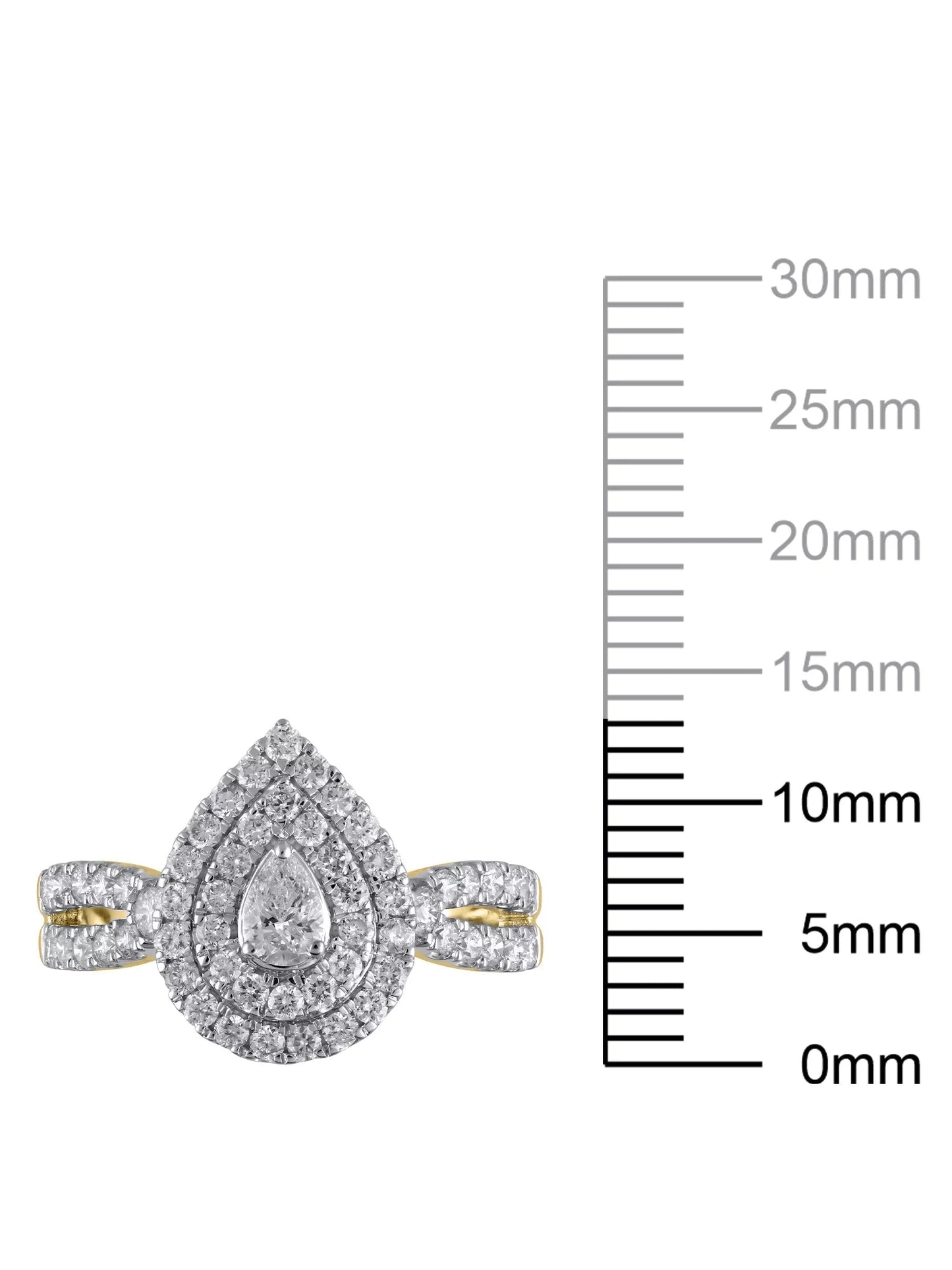 1 Carat T.W. (I2 Clarity, H-I Color)  Pear Cut Diamond Engagement Ring in 10Kt Yellow Gold, Size 7