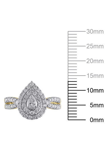 1 Carat T.W. (I2 Clarity, H-I Color)  Pear Cut Diamond Engagement Ring in 10Kt Yellow Gold, Size 7