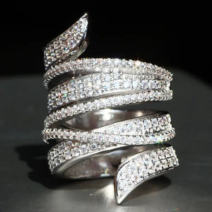 Luxurious  Silver Natural Gemstones White Sapphire Ring Wedding Birthstone Bride Flower Engagement Ellipse Leaves Ring Jewelry Size 6 7 8 9 10