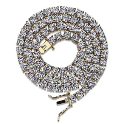 Necklace for Women Gorgeous Men's Gold Tennis Chain Icy Diamonds Hip Hop Choker Chain Necklace Bling Jewelry 18-30 Inches