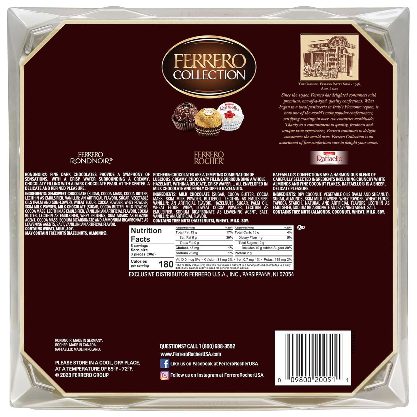 Collection, 24 Count, Premium Gourmet Assorted Hazelnut Milk Chocolate, Dark Chocolate and Coconut, 9.1 Oz