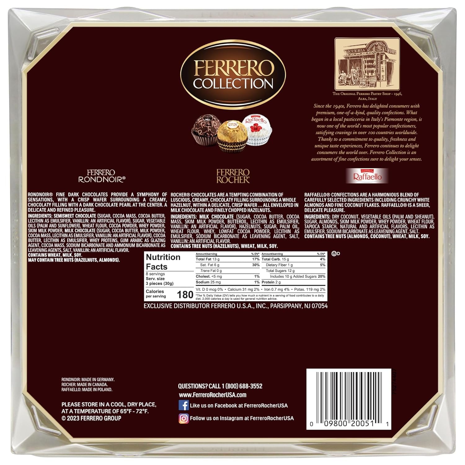 Collection, 24 Count, Premium Gourmet Assorted Hazelnut Milk Chocolate, Dark Chocolate and Coconut, 9.1 Oz