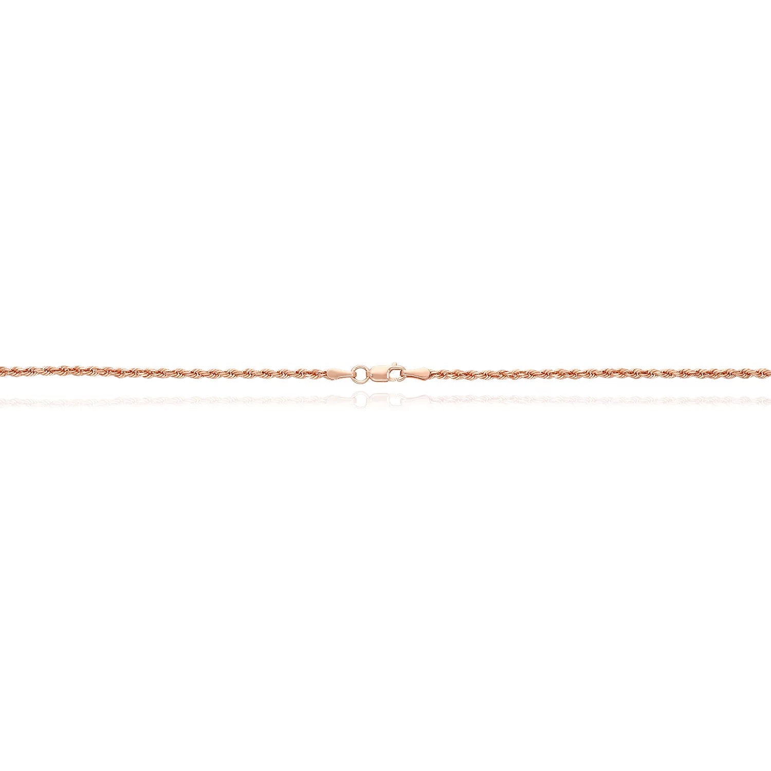 Solid 10K Rose Gold 2.2Mm Rope Link Chain Necklace 18"-22"