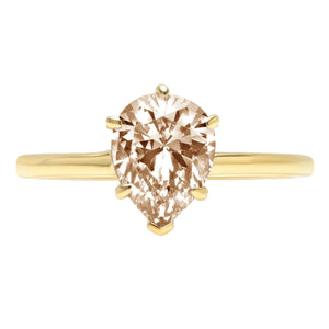 2.0Ct Pear Cut Champagne Simulated Diamond 14K Yellow Gold Anniversary Engagement Ring Size 8.75