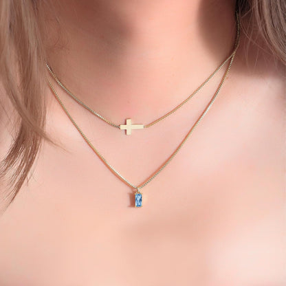 Emerald Birthstone Necklace for Women 14K Real Gold Plated Dainty Cross Pendant Cubic Zirconia Charm Chain Necklace Birthday Gifts for Women Jewelry