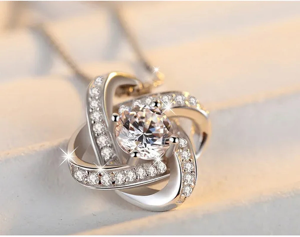 To My Beautiful Granddaughter S925 Sterling Silver Cubic Zirconia Knot Necklace Birthday Gift Ideas Message Card Gifts