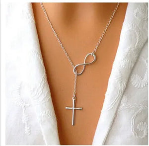 NEW Ladies Fashion Elegant Silver Plated Cross Simple Pendant Chain Party Delicate Necklace