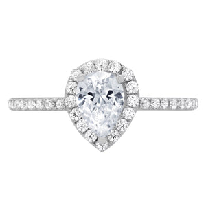 0.8 Ct Brilliant Pear Cut Simulated Blue Diamond 14K White Gold Halo Solitaire with Accents Engagement Ring SZ 11