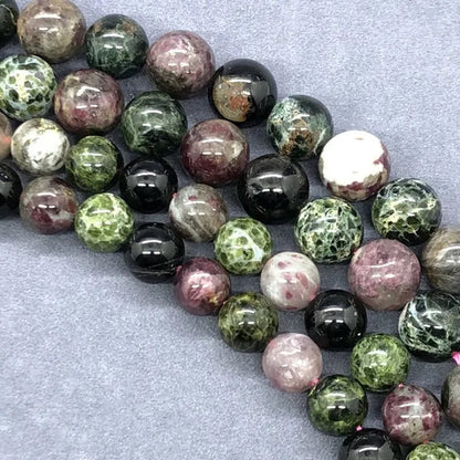 AAAAA Green Tourmaline Beads 6-12mm Round Natural Loose Stone Zeuxite Bracelet
