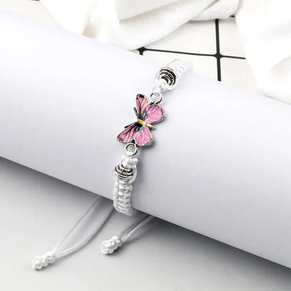 2022 Hot Adjustable Braided String Bracelet for Women Grey Butterfly Pendant Handmade Charm Bangles Fashion Girl Jewelry