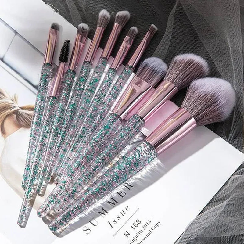 6/10PCS Professional Makeup Brush Diamond Crystal Brush Set Acrylic Handle Foundation Blush Brush Powder Mixed Eye Shadow Tool Kit