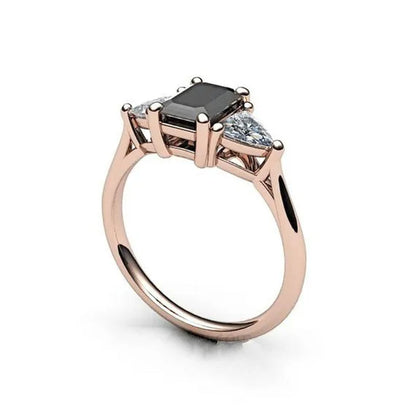 Classic Fashion 18K Rose Gold Black Diamond female Engagement Engagement Bride Princess Love Ring Size 5-11