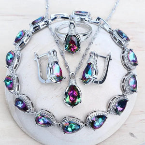 Magic Rainbow Zircon 925 Silver Jewelry Sets for Women