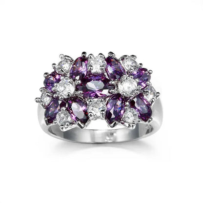 Fashion Women 925 Sterling Silver Sapphire & White Topaz Gemstones Rings Size 6 7 8 9 10