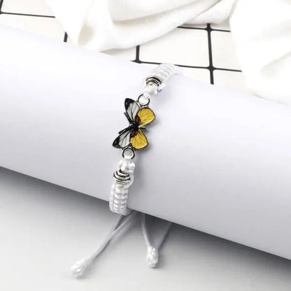 2022 Hot Adjustable Braided String Bracelet for Women Grey Butterfly Pendant Handmade Charm Bangles Fashion Girl Jewelry